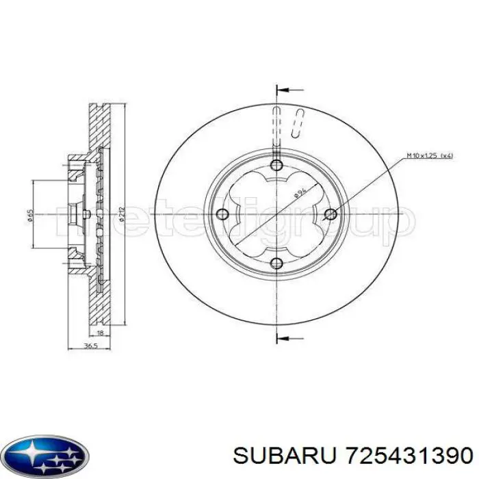 Передние тормозные диски 725431390 Subaru