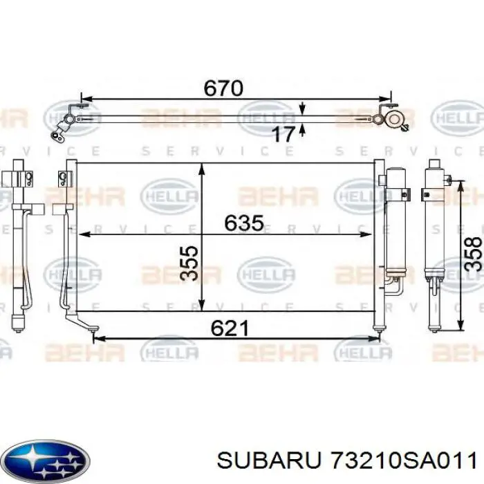 73210SA011 Subaru радиатор кондиционера