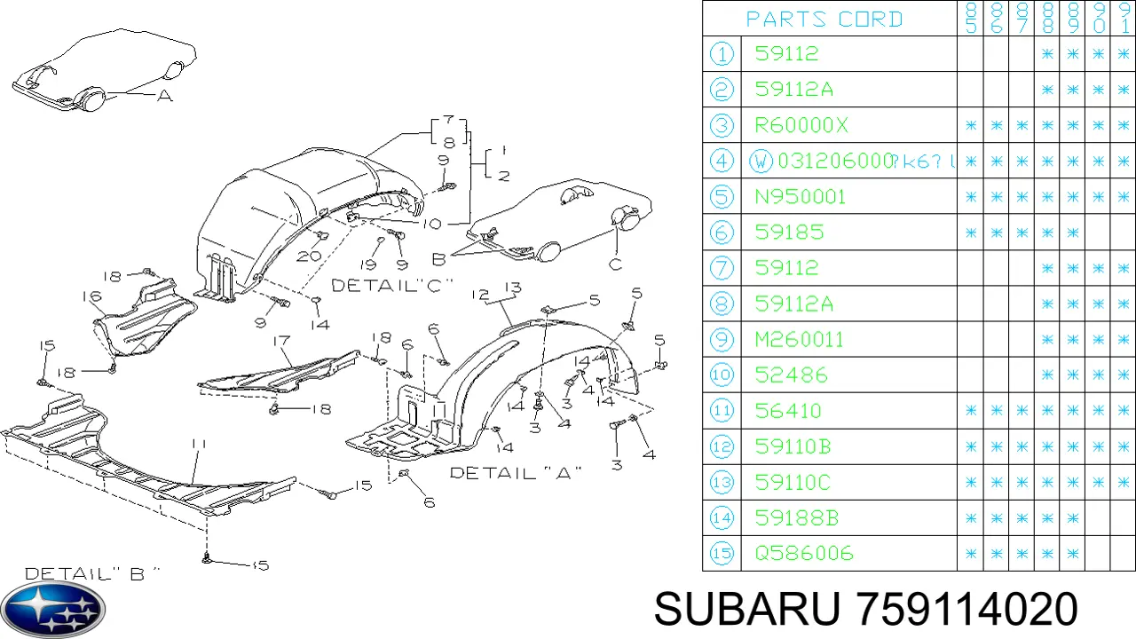 Купить 759114020 Subaru 