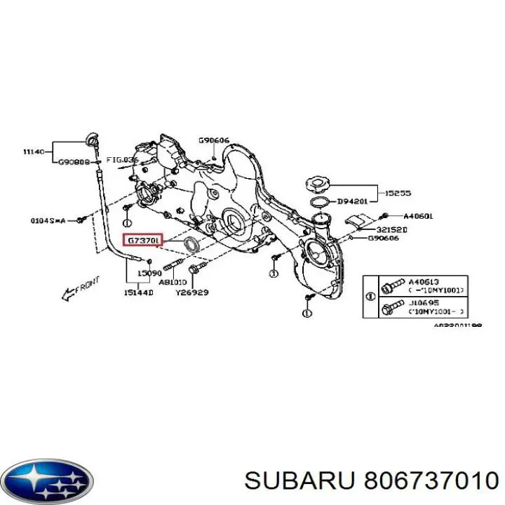 Сальник коленвала двигателя, передний на Subaru Outback IV B14, BR