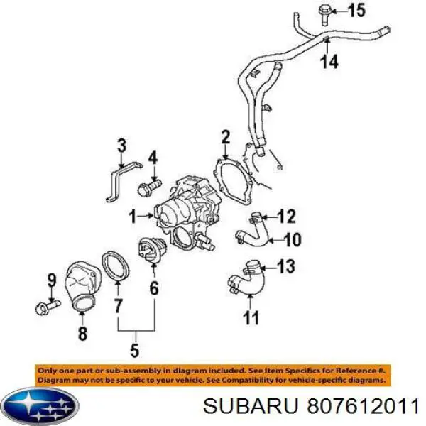 807612011 Subaru шланг (патрубок водяного насоса нагнетательный)