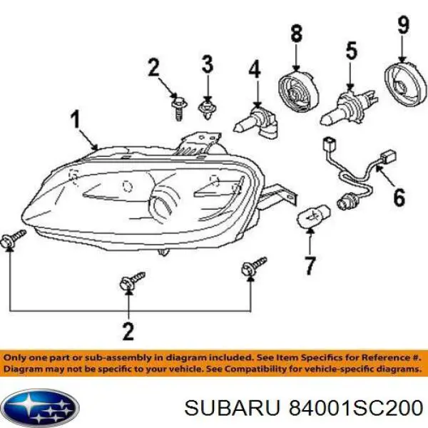 84001SC200 Subaru фара правая