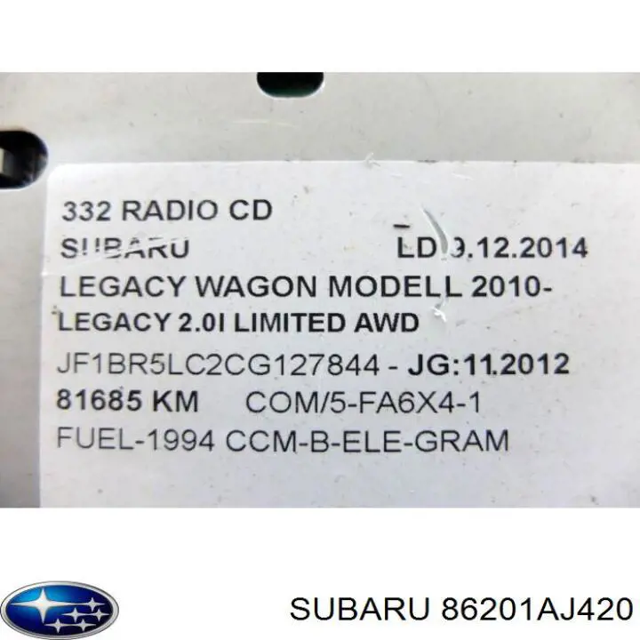 Subaru 86201AJ420 цена, от 127.96 USD
