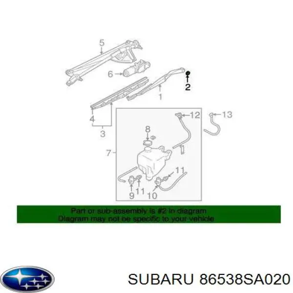 Заглушка гайки крепления поводка переднего дворника Subaru 86538SA020