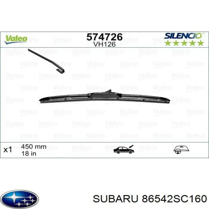 Купить 86542SC160 Subaru Щетка-дворник лобового стекла пассажирская