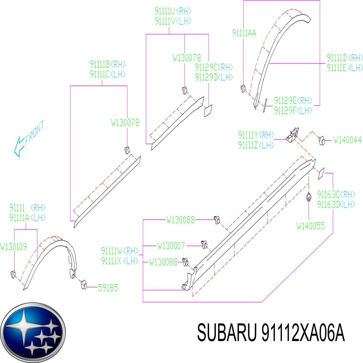 Молдинг двери задней правой Subaru 91112XA06A цена, от 12.67 USD