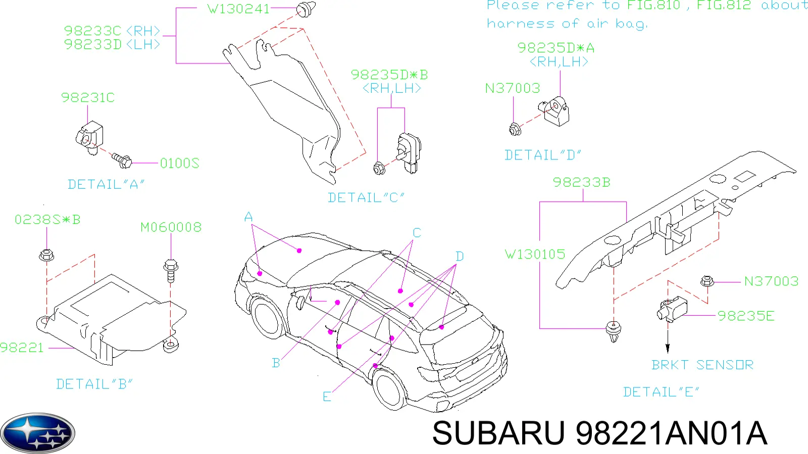  Модуль-процессор управления подушкой безопасности (ЭБУ AIRBAG) Subaru OUTBACK 