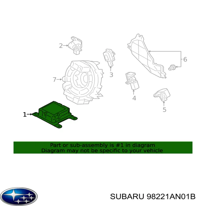 Модуль-процессор управления подушкой безопасности (ЭБУ AIRBAG) 98221AN01B Subaru