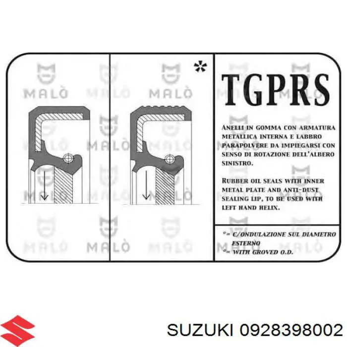 928398002 Suzuki Сальник коленвала двигателя, задний