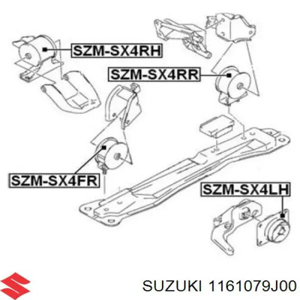 Правая подушка двигателя 1161079J00 Suzuki
