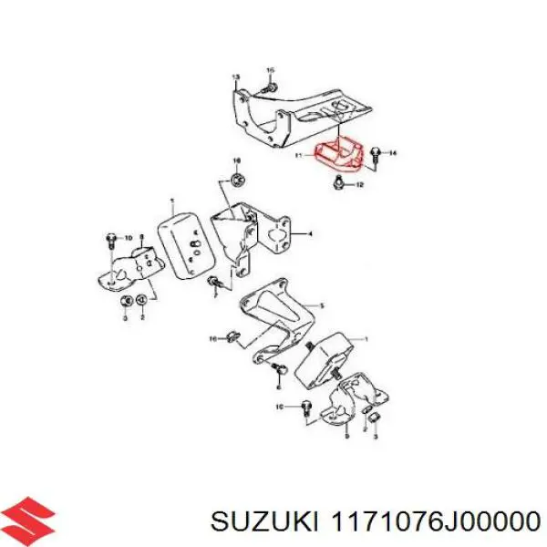 Задняя опора двигателя Suzuki 1171080011 цена, от 403.46 UAH