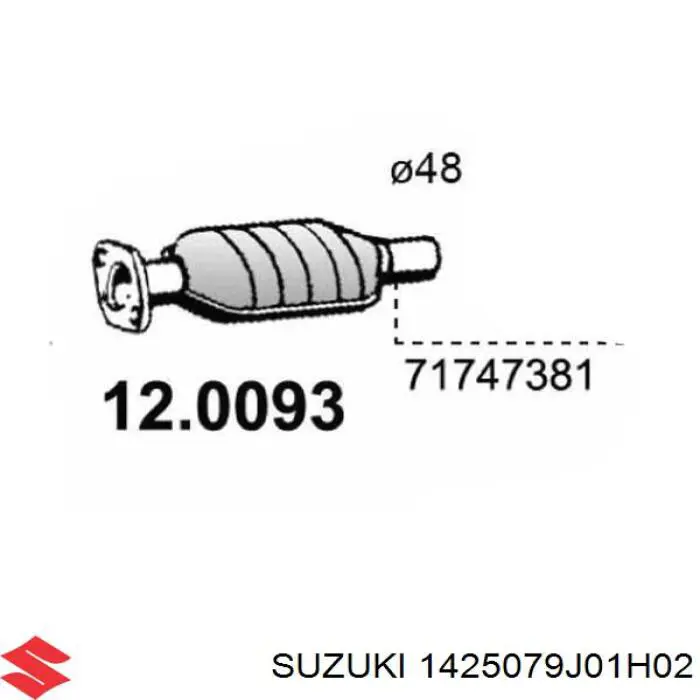 Купить 1425079J01H02 Suzuki Преобразователь отработавших газов