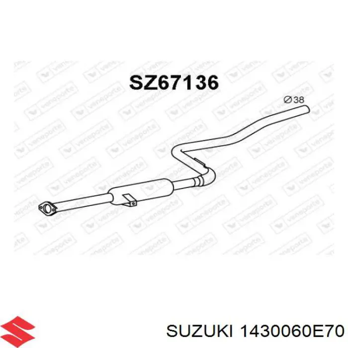 Глушитель, центральная и задняя часть 1430060E70 Suzuki