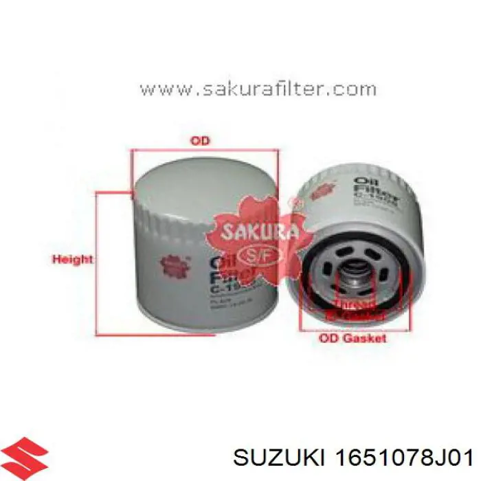 Filtro de óleo 1651078J01 Suzuki