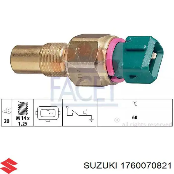 Датчик включения вентилятора радиатора 1760070821 Suzuki