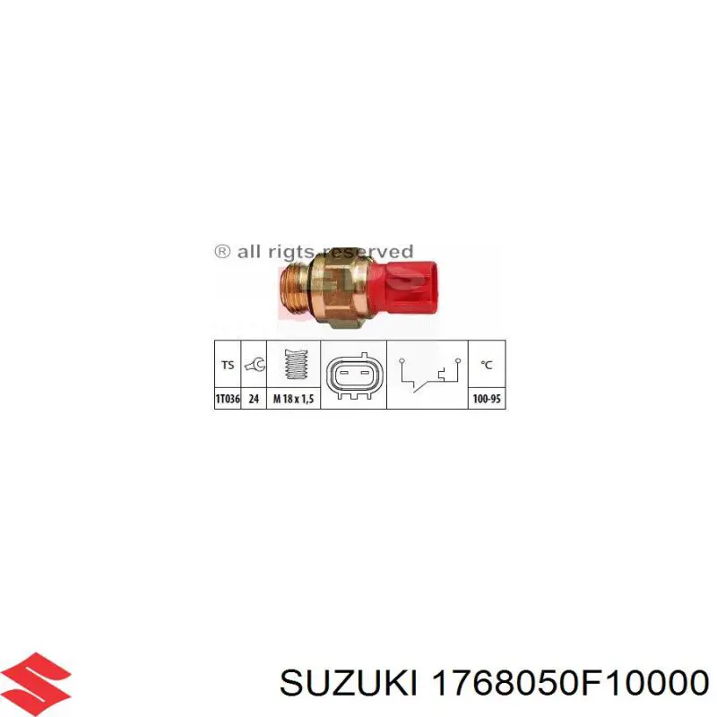 Датчик включения вентилятора радиатора 1768050F10000 Suzuki