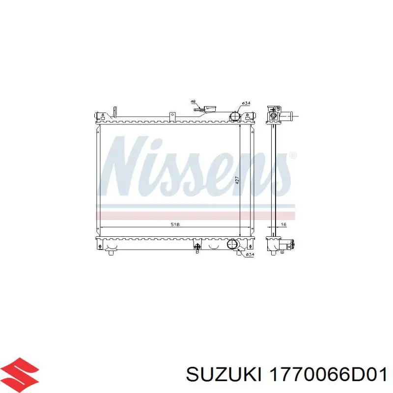 Радиатор охлаждения двигателя Suzuki 1770066D01 цена, от 86.96 USD