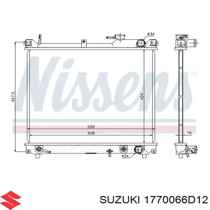 Радиатор 1770066D12 Suzuki