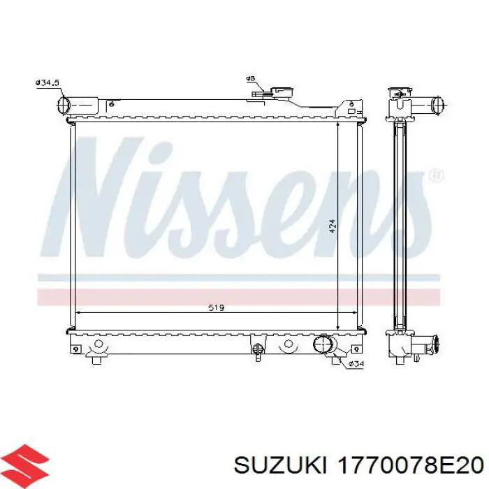Купить 1770078E20 Suzuki Радиатор водяной