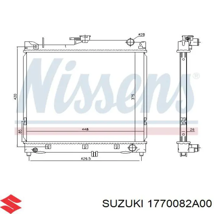 Радиатор охлаждения двигателя Suzuki 1770082A00 цена, от 76.50 USD