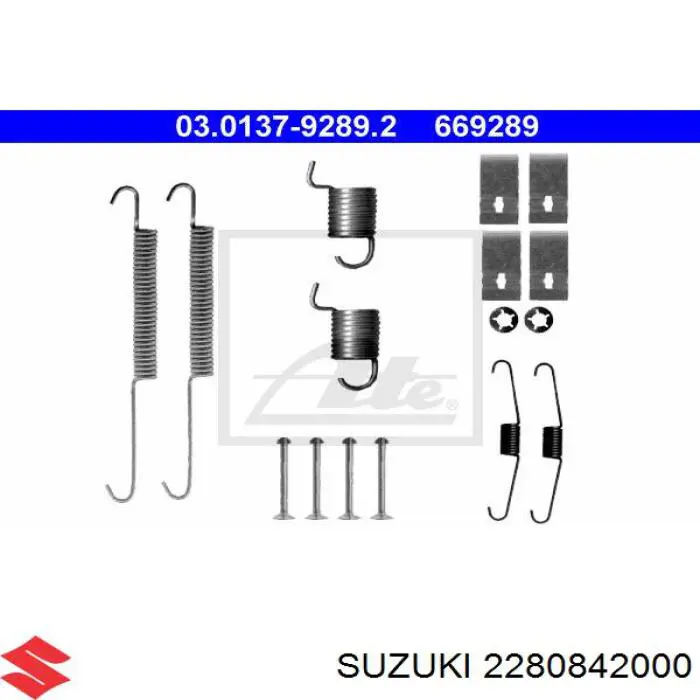 Монтажный комплект задних барабанных колодок 2280842000 Suzuki