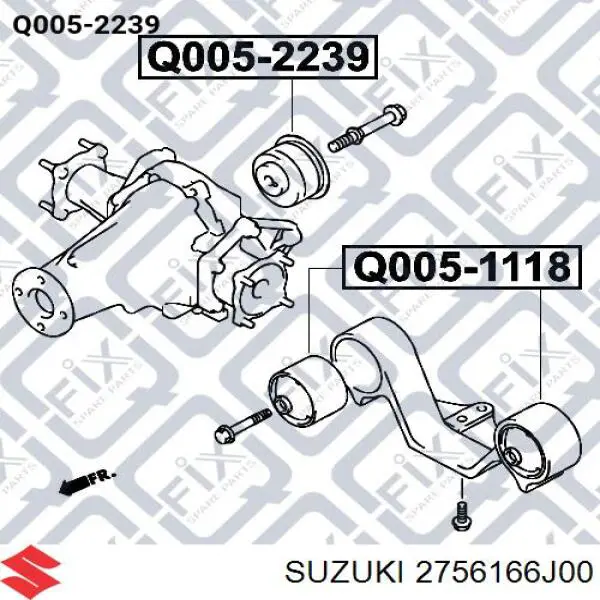 2756166J00 Suzuki сайлентблок (подушка редуктора заднего моста задний)