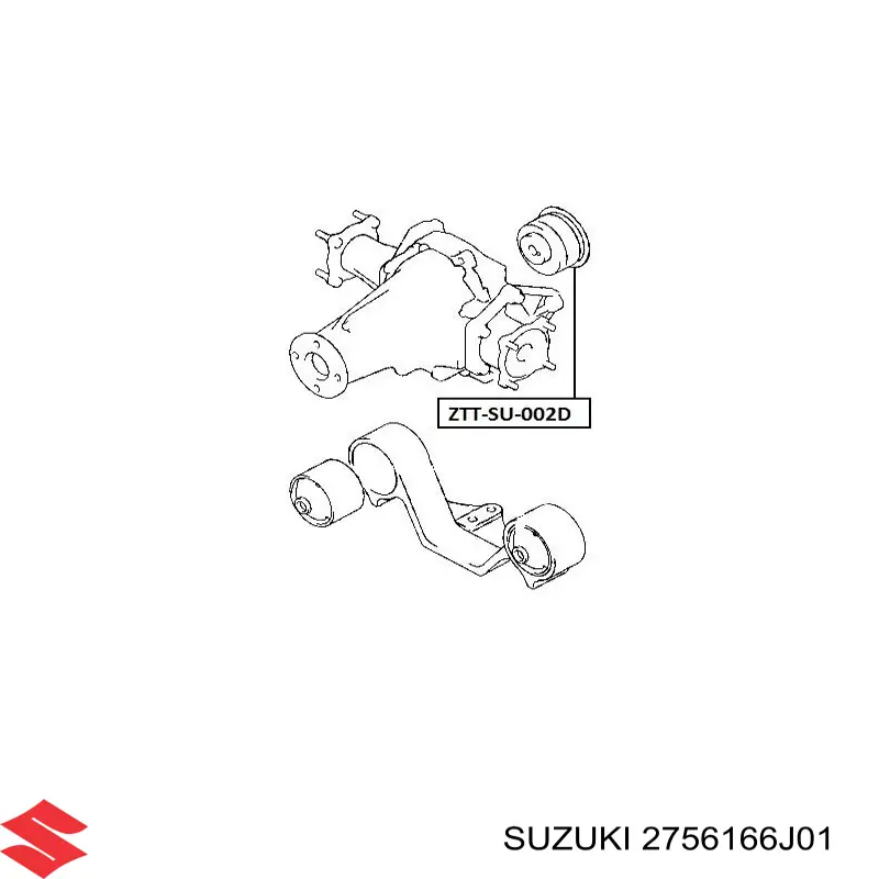 Купить 2756166J00000 Suzuki Сайлентблок (подушка) редуктора заднего моста задний