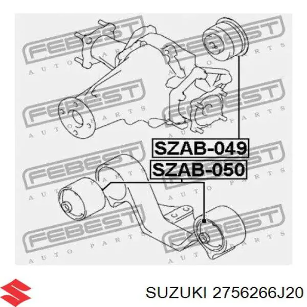 Сайлентблок траверсы крепления заднего редуктора передний 2756266J20 Suzuki