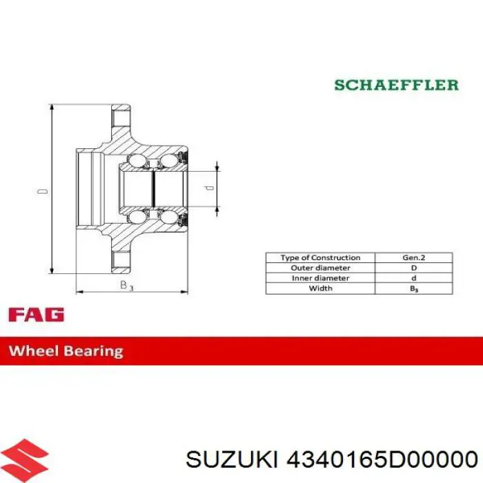 Ступицы передних колес Suzuki 4340165D00000 цена, от 56.28 USD