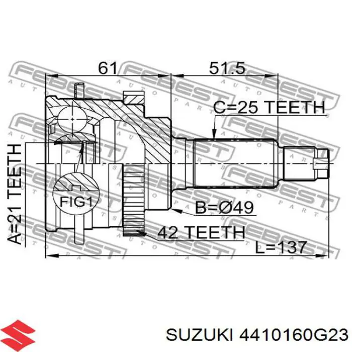 Привод передний правый Suzuki Baleno седан (EG) (1995 - 2002) цена, от 90.89 USD