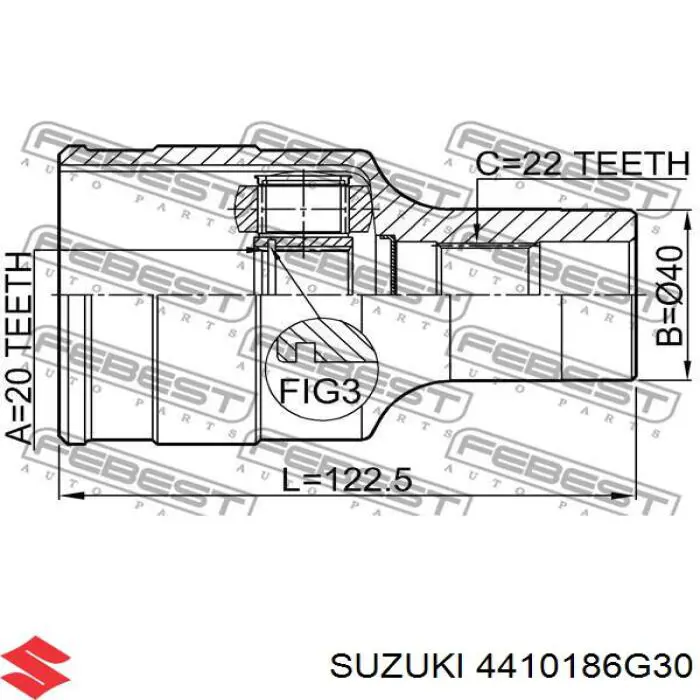 4410186G30 Suzuki Полуось передняя, правая