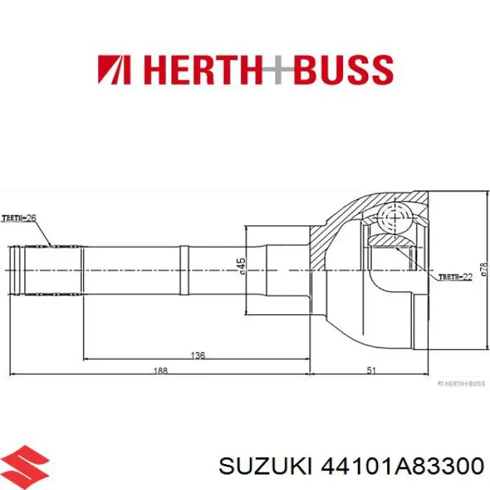 ШРУС наружный передний 44101A83300 Suzuki