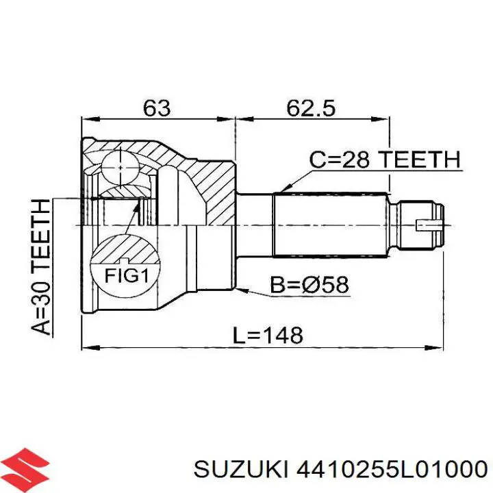 4410255L01000 Suzuki Полуось передняя левая