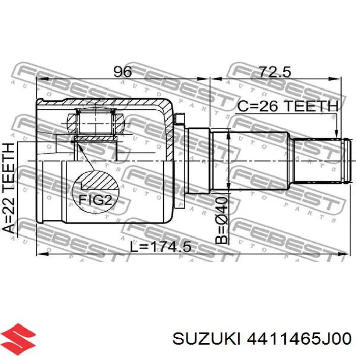 Шарнир привода внутренний Suzuki 4411465J00 цена, от 34.81 USD