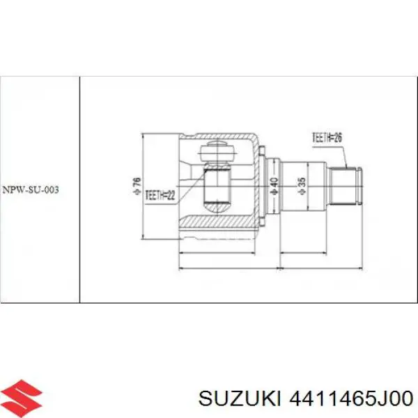 Купить 4411465J00 Suzuki Шарнир угловых скоростей передний правый