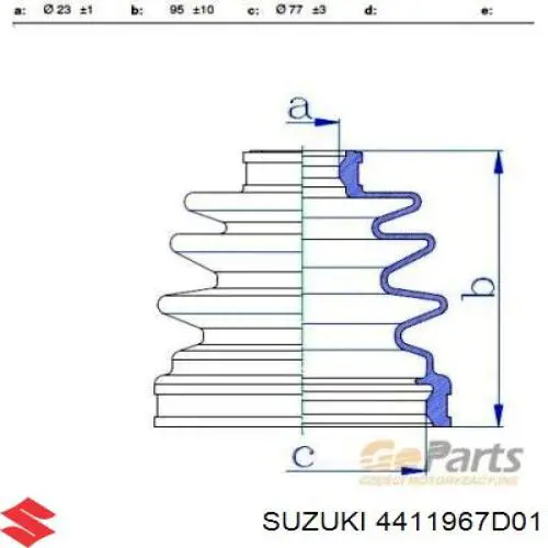 Купить 4411967D01 Suzuki Пыльник ШРУСа внутренний, передней полуоси, левый