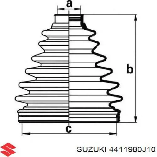 Пыльник шарнира угловых скоростей внутренний передний правый Suzuki 4411980J10 цена, от 19.21 USD