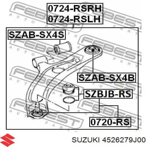 Сайлентблок переднего рычага 4526279J00 Suzuki