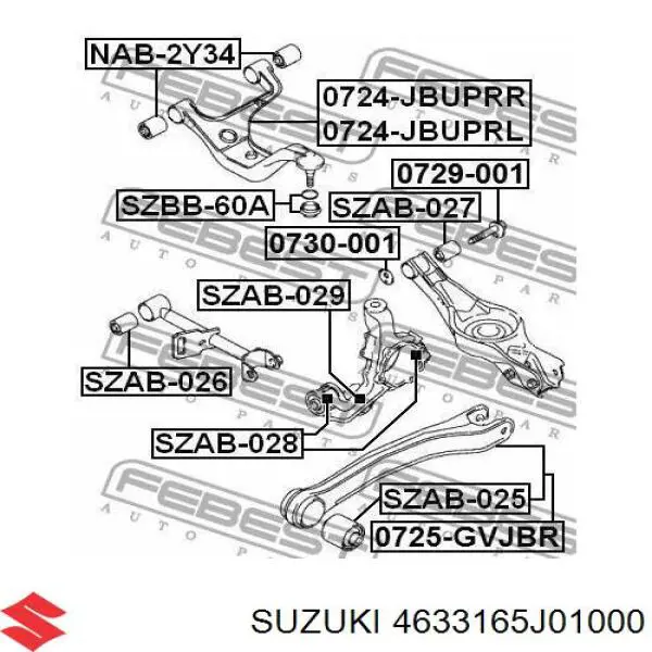 Сайлентблок задней реактивной тяги 4633165J01000 Suzuki