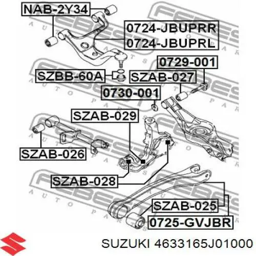 Сайлентблок задней реактивной тяги Suzuki 4633165J01000 цена, от 6.71 USD