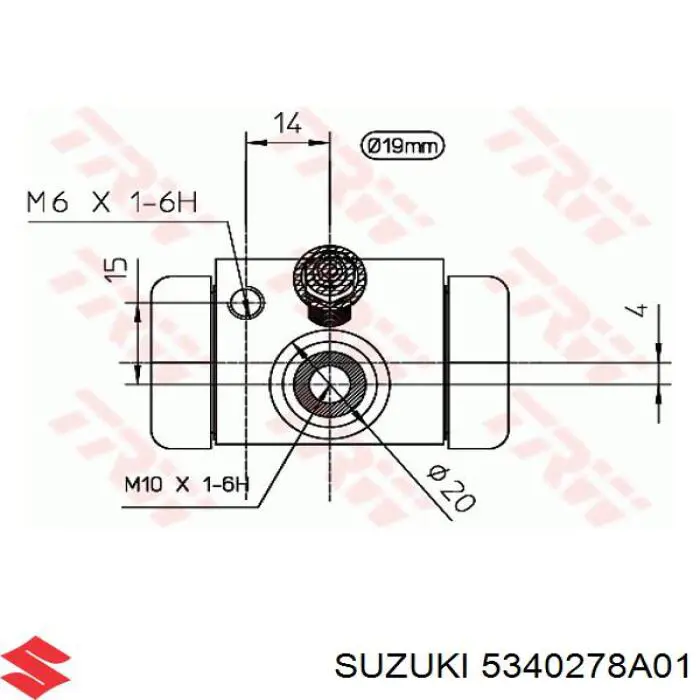 Рабочий тормозной цилиндр Suzuki 5340278A01 цена, от 15.32 USD