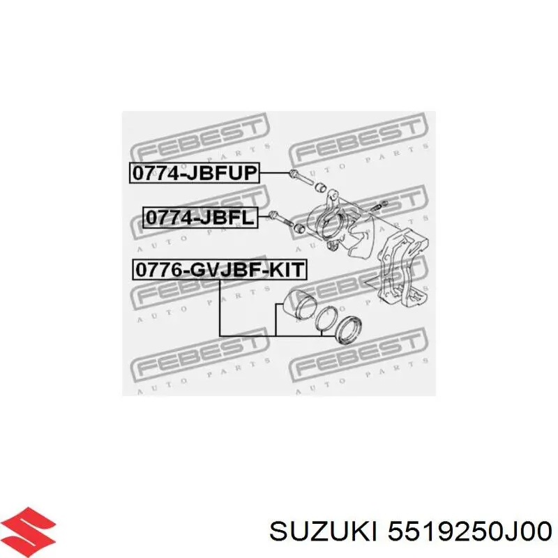 Направляющая суппорта переднего нижняя SUZUKI 5519250J00