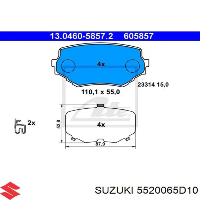 Колодки Suzuki 5520065D10 цена, от 25.21 USD