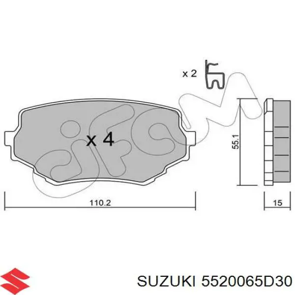 5520065D30 Suzuki колодки тормозные передние дисковые