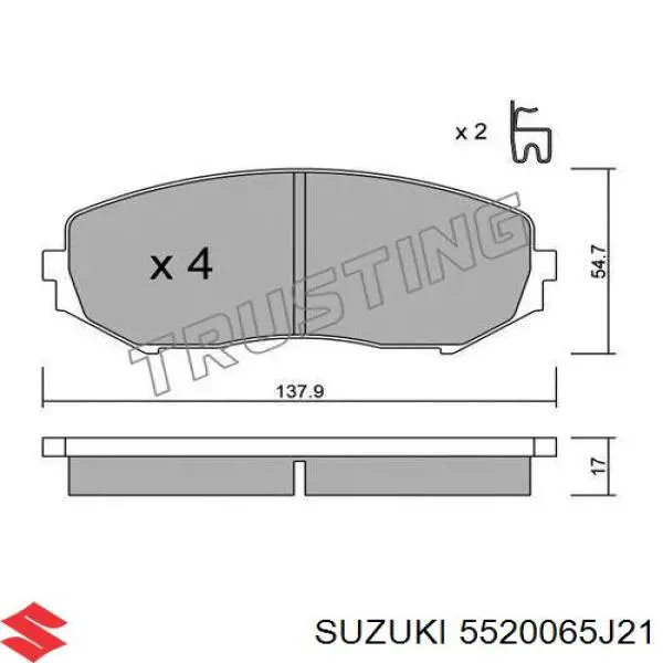 Передние тормозные колодки 5520065J21 Suzuki