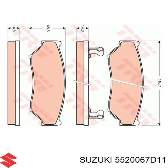 5520067D11 Suzuki sapatas do freio dianteiras de disco