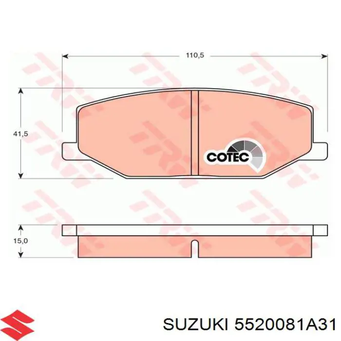 Передние тормозные колодки 5520081A31 Suzuki