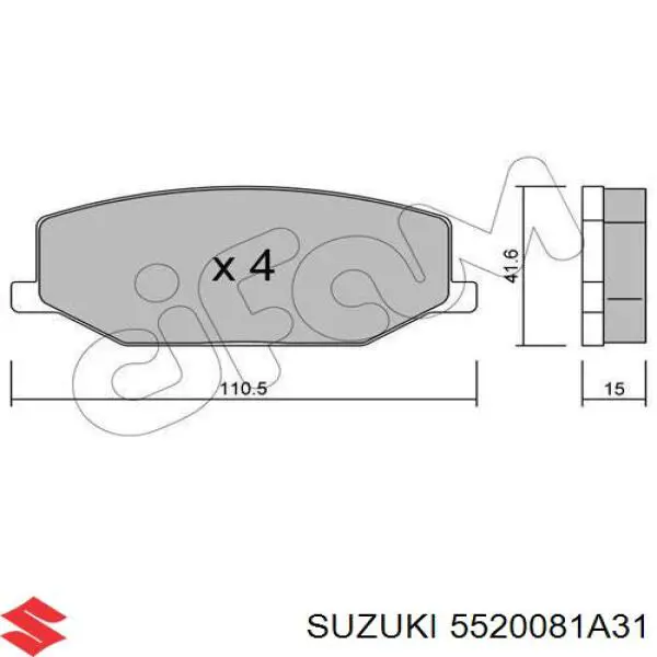 Pastillas de freno delanteras 5520081A31 Suzuki