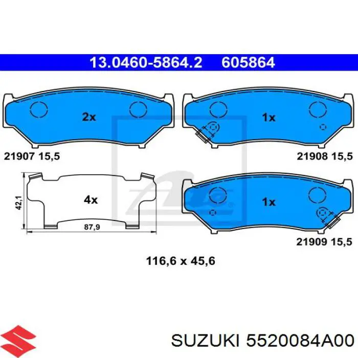 Купить 5520084A00 Suzuki Колодки тормозные