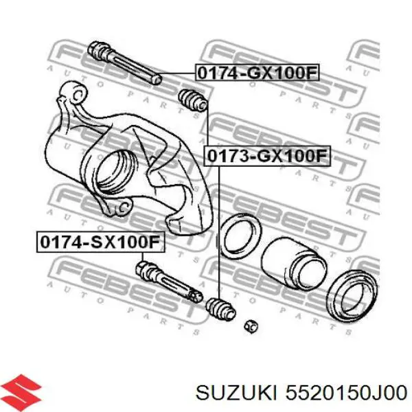 Fuelle, guía de pinza de freno delantera 5520150J00 Suzuki